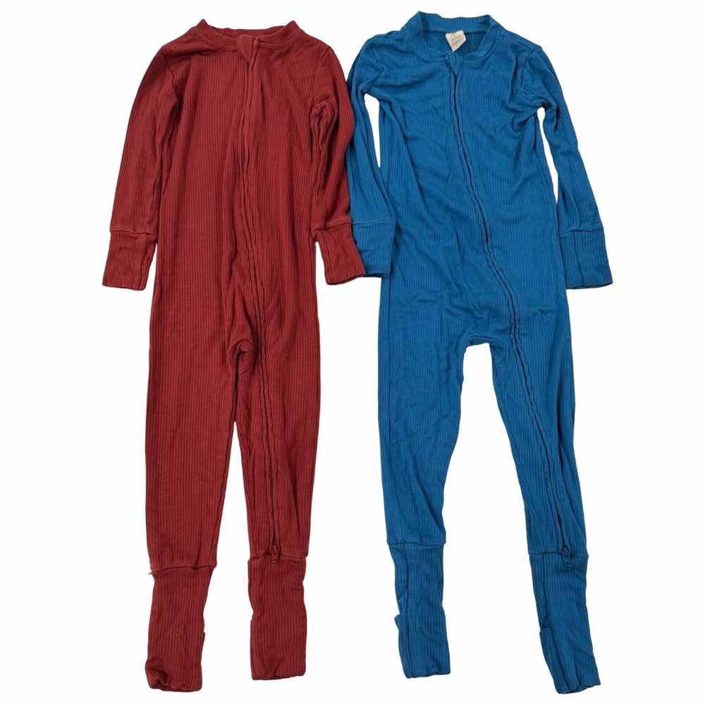Kate Quinn Skinny Rib Modal Convertible Zippy Pajamas Bundle Red & Blue 18–24M